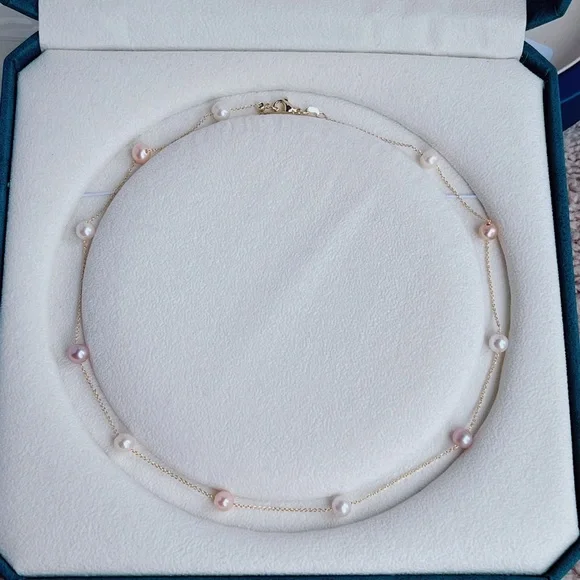 Black Friday Sale No 5 Handmade 14KGP Candy Color Freshwater Pearl Necklace - Picture 7 of 10